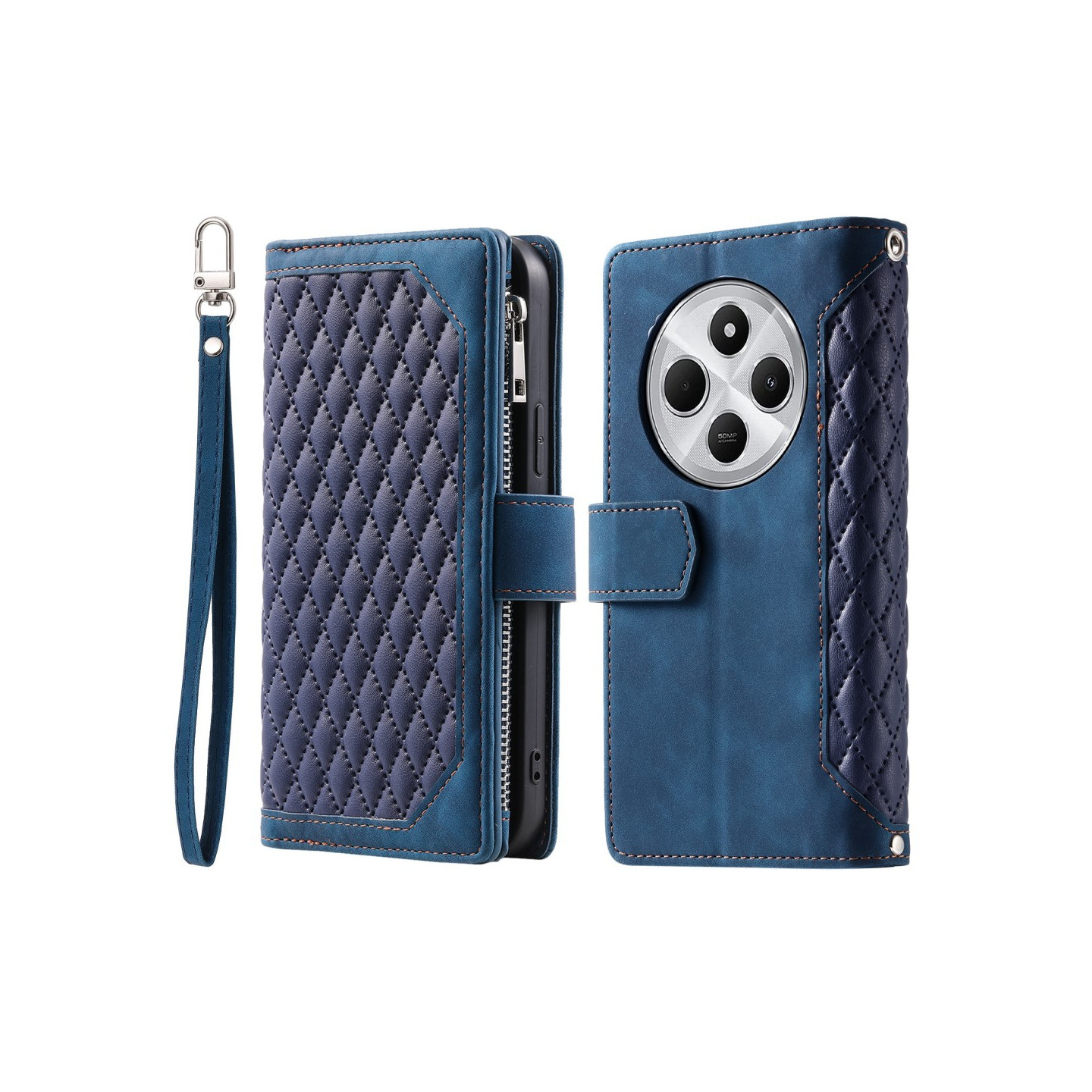 For Xiaomi Redmi 14C 4G Zipper Wallet Case Rhombus Phone Cover