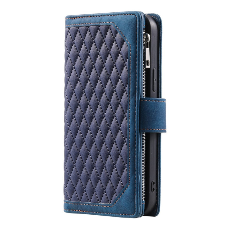 För Xiaomi Redmi 14C Zipper Wallet Case Rhombus Stitching Line Telefonfodral