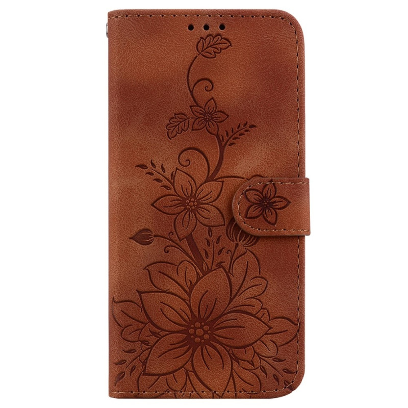Til Xiaomi Redmi 14C Veske Stativ Lommebokveske Blomstermønster - Brun