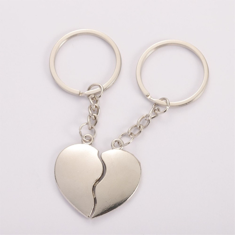 1 pair of love keychains Key ring Valentines Broken heart Hearts