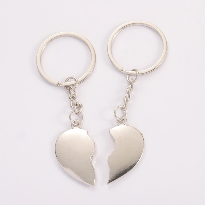 1 pair of love keychains Key ring Valentines Broken heart Hearts
