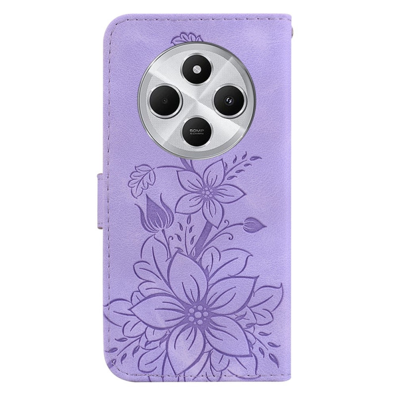 Til Xiaomi Redmi 14C 4G Cover Lily Flower Imprint Telefoncover med Støtte