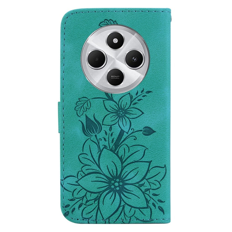 For Xiaomi Redmi 14C 4G Case Lily Flower Imprint Phone Cover with Stand
