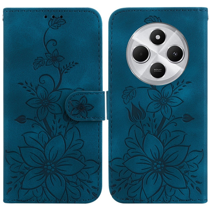 Til Xiaomi Redmi 14C 4G Cover Lily Flower Imprint Telefoncover med Støtte
