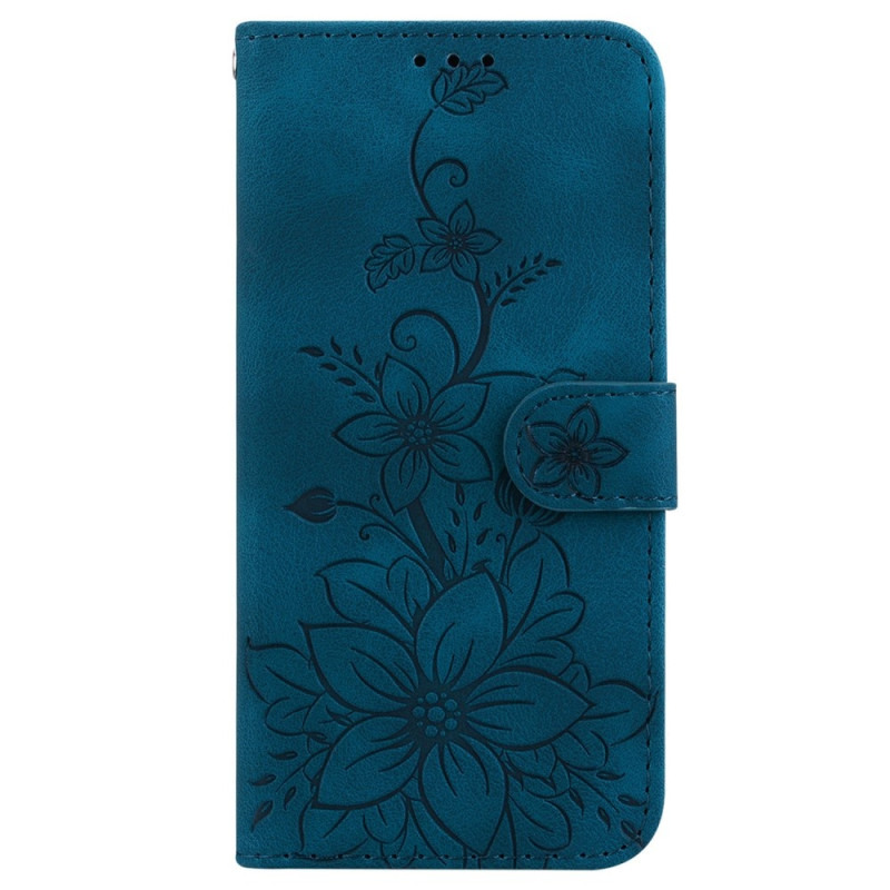 Xiaomi Redmi 14C 4G Suojakuori Lily Flower Imprint Nahkainen Puhelinsuojus Jalustalla