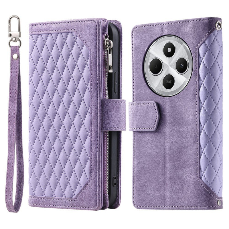 For Xiaomi Redmi 14C 4G Zipper Wallet Case Rhombus Phone Cover