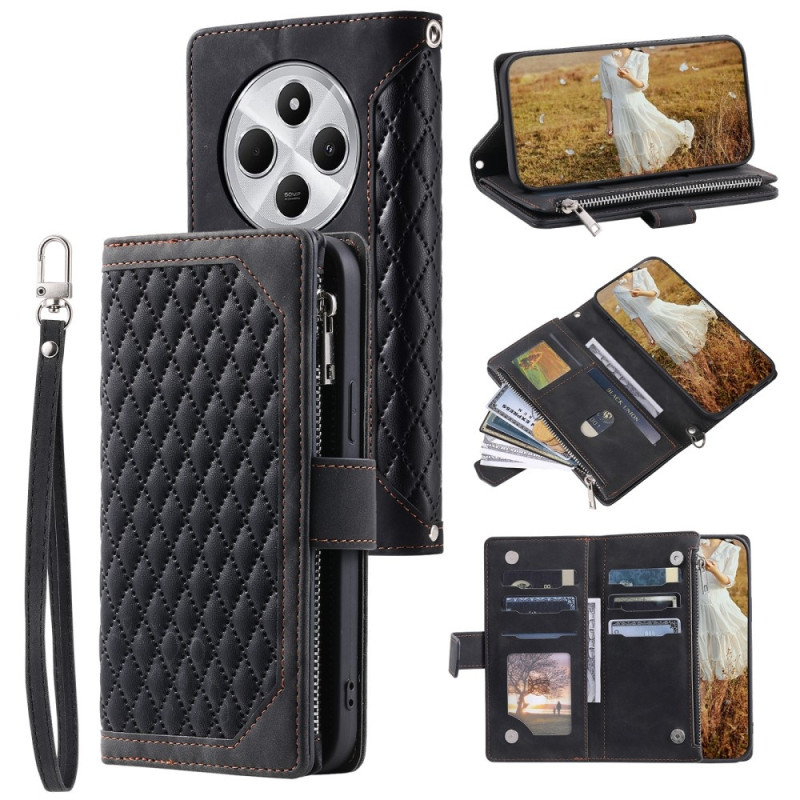 For Xiaomi Redmi 14C 4G Zipper Wallet Case Rhombus Phone Cover