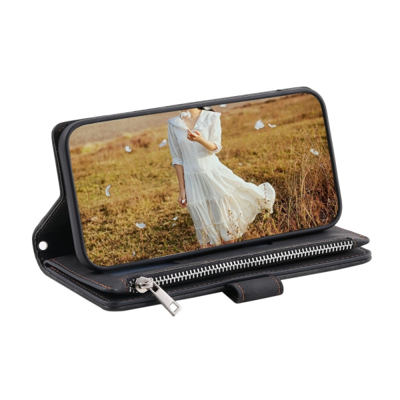 Til Xiaomi Redmi 14C Zipper Wallet Case Rhombus Telefoncover - Sort