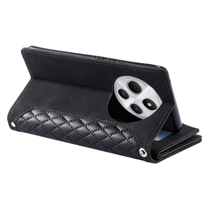 Til Xiaomi Redmi 14C Lommebok - deksel med glidelås Rhombus Stitching Line Telefonveske