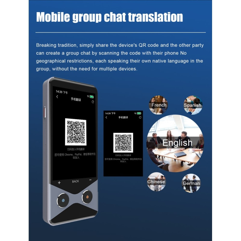 V9000 AI Smart Translator Sprogoversætter 4G WiFi Offline Support 137 sprog