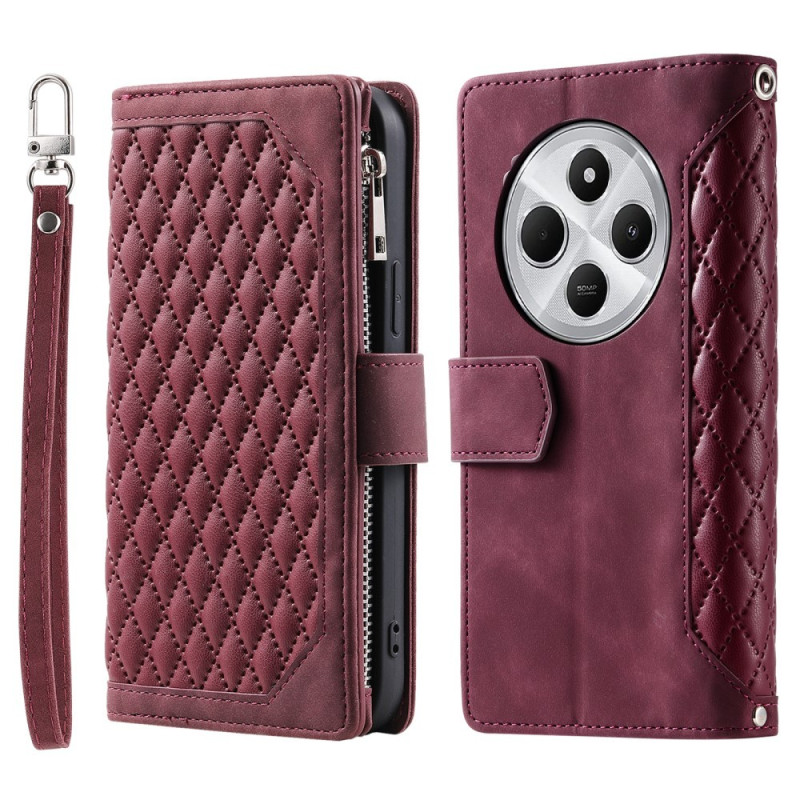 For Xiaomi Redmi 14C 4G Zipper Wallet Case Rhombus Phone Cover