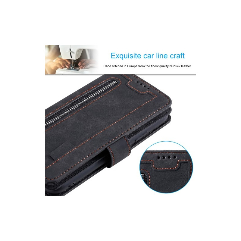 For Xiaomi 14T Pro Case Zipper Pocket PU Leather Phone Cover with 9 Card Slots