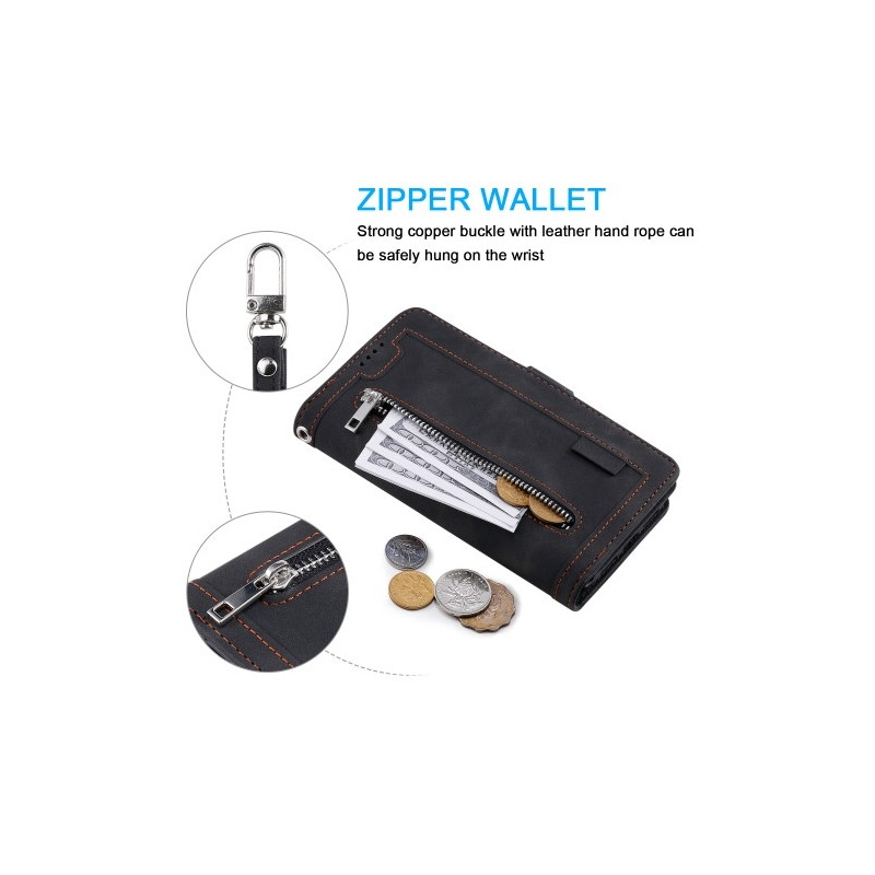 För Xiaomi 14T Pro Fodral med Dragkedja och 9 Kortplatser