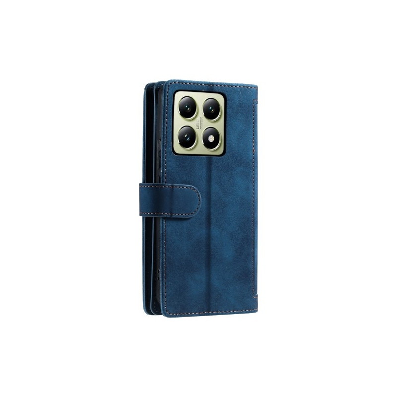 For Xiaomi 14T Pro Case Zipper Pocket PU Leather Phone Cover with 9 Card Slots