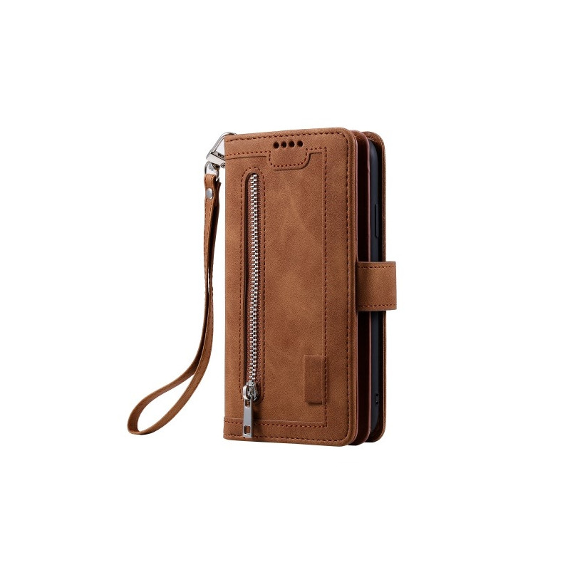 For Xiaomi 14T Pro Case Zipper Pocket PU Leather Phone Cover with 9 Card Slots