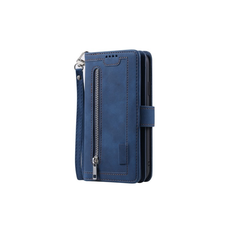 For Xiaomi 14T Pro Case Zipper Pocket PU Leather Phone Cover with 9 Card Slots