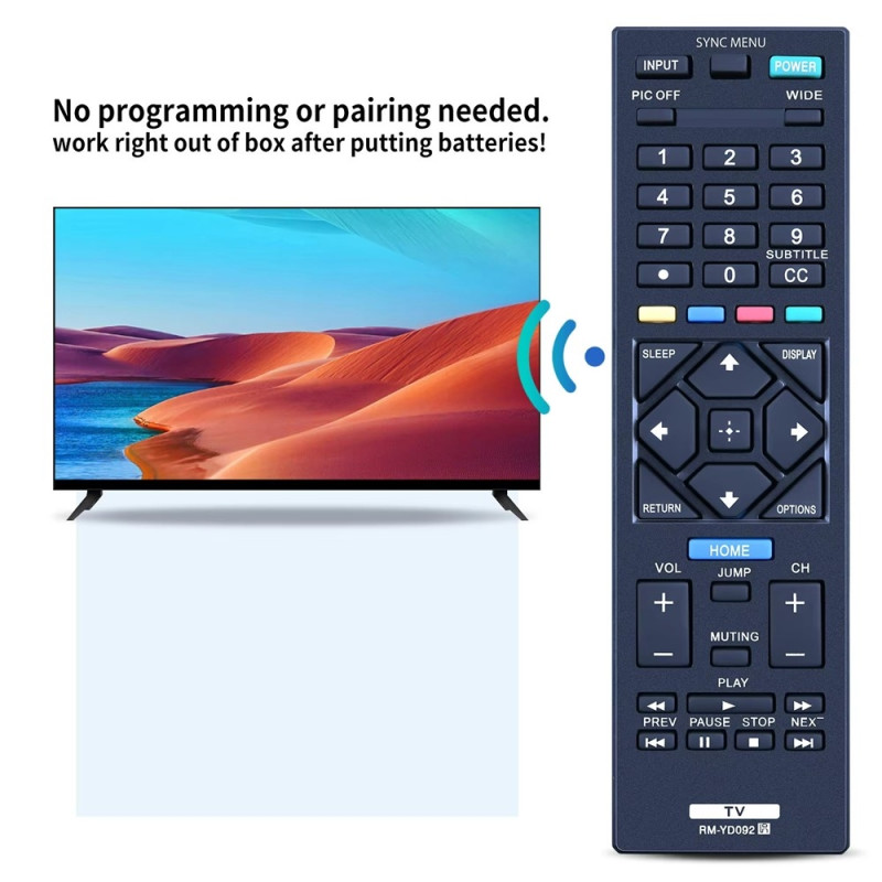 Remote Control Replacement for RM-YD092 For Sony TV
