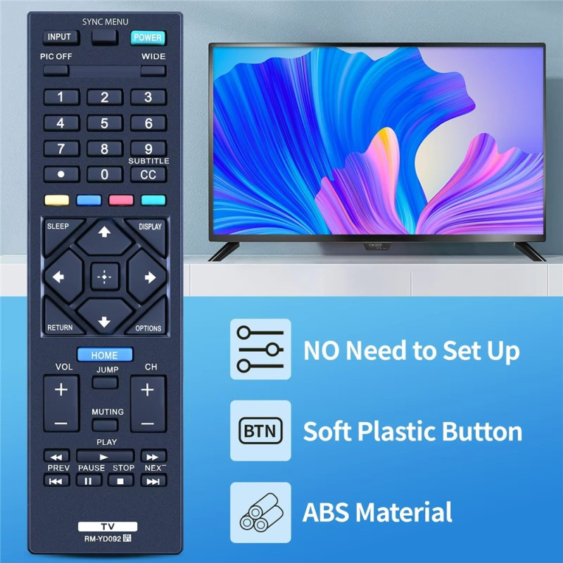 Remote Control Replacement for RM-YD092 For Sony TV