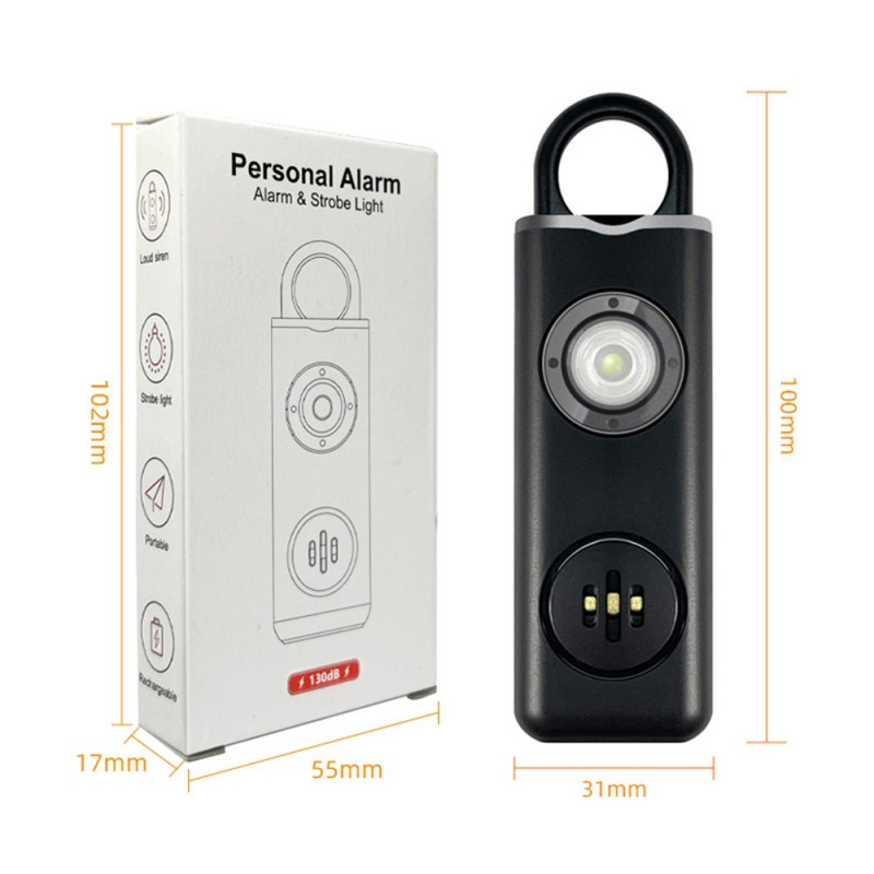 Emergency Alarm Assault Protection Self-Defense Loud Personal Safety Alarm - White