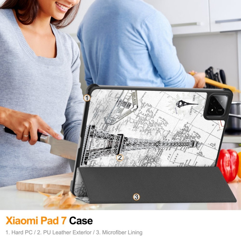 Slim Fit Cover Case For Xiaomi Pad 7 Auto Wake / Sleep - Vintage Tower