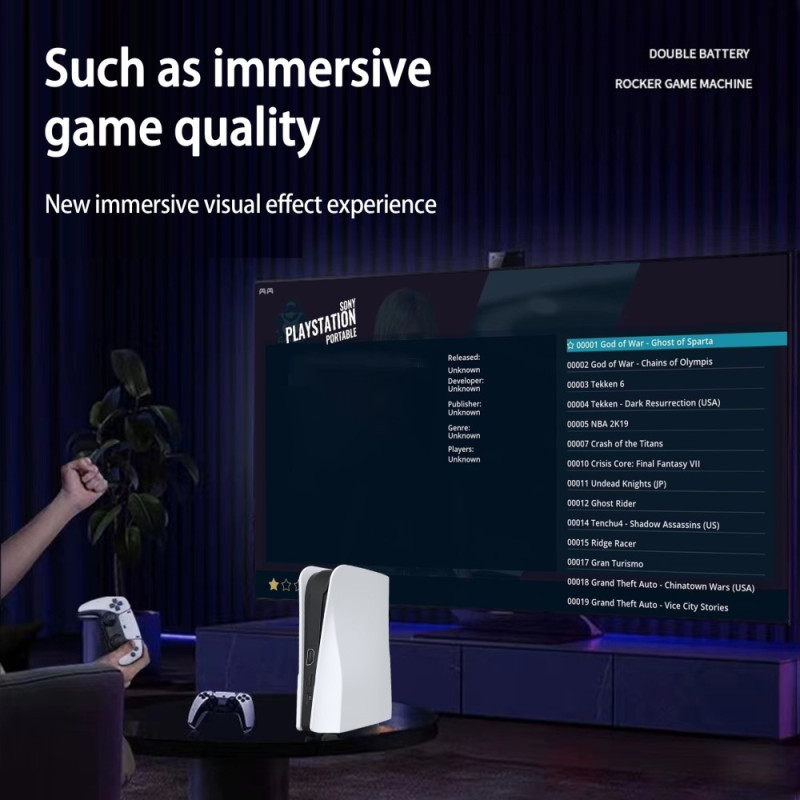 Trådløs HD - videospilkonsol 128G Plug and Play Game Station med 2 spilcontrollere