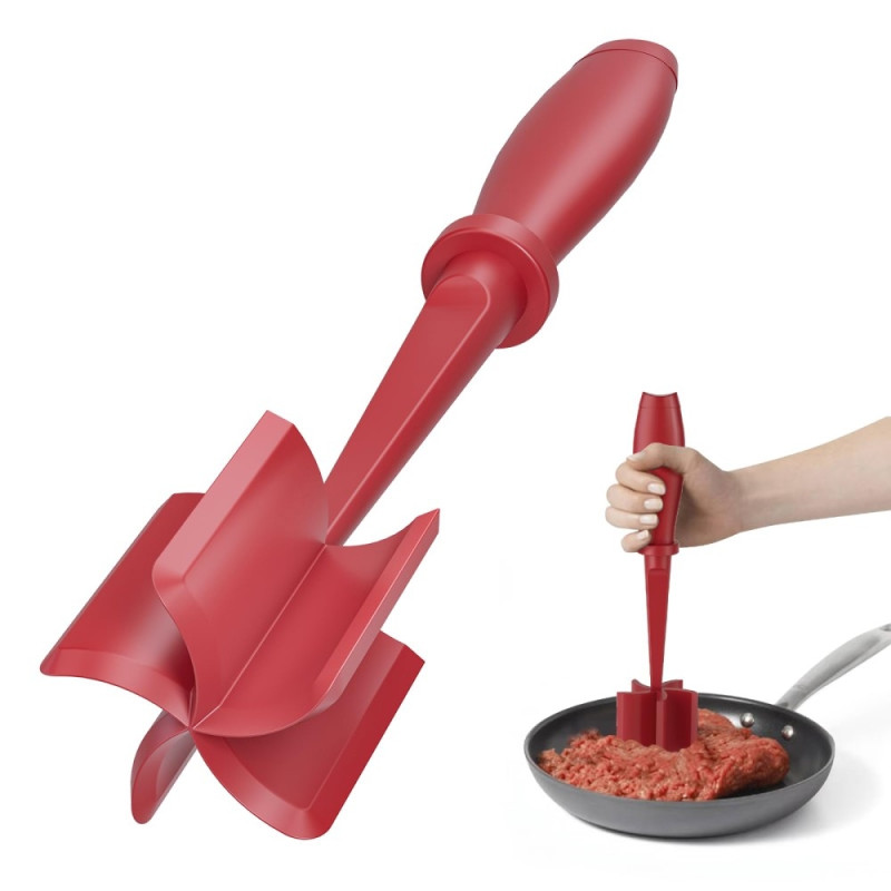 Hamburger Meat Mincer Potato Masher Grinder Beef Smasher - Red