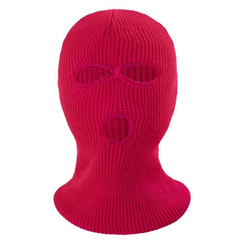 Vinter fuld ansigtsmaske Tre - huls Balaclava strikket hue hals damask - Rose