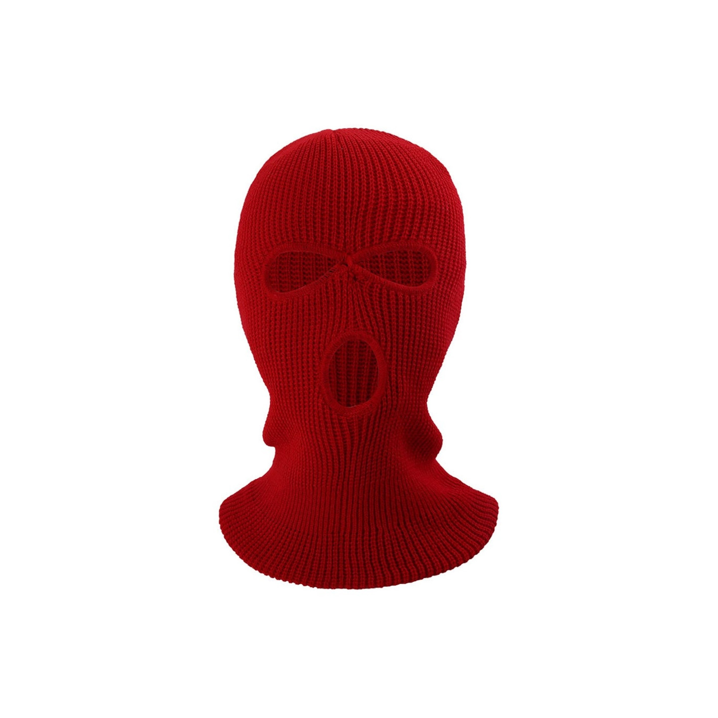 Vinter fuld ansigtsmaske Tre - huls Balaclava strikket hue hals damask - RØD