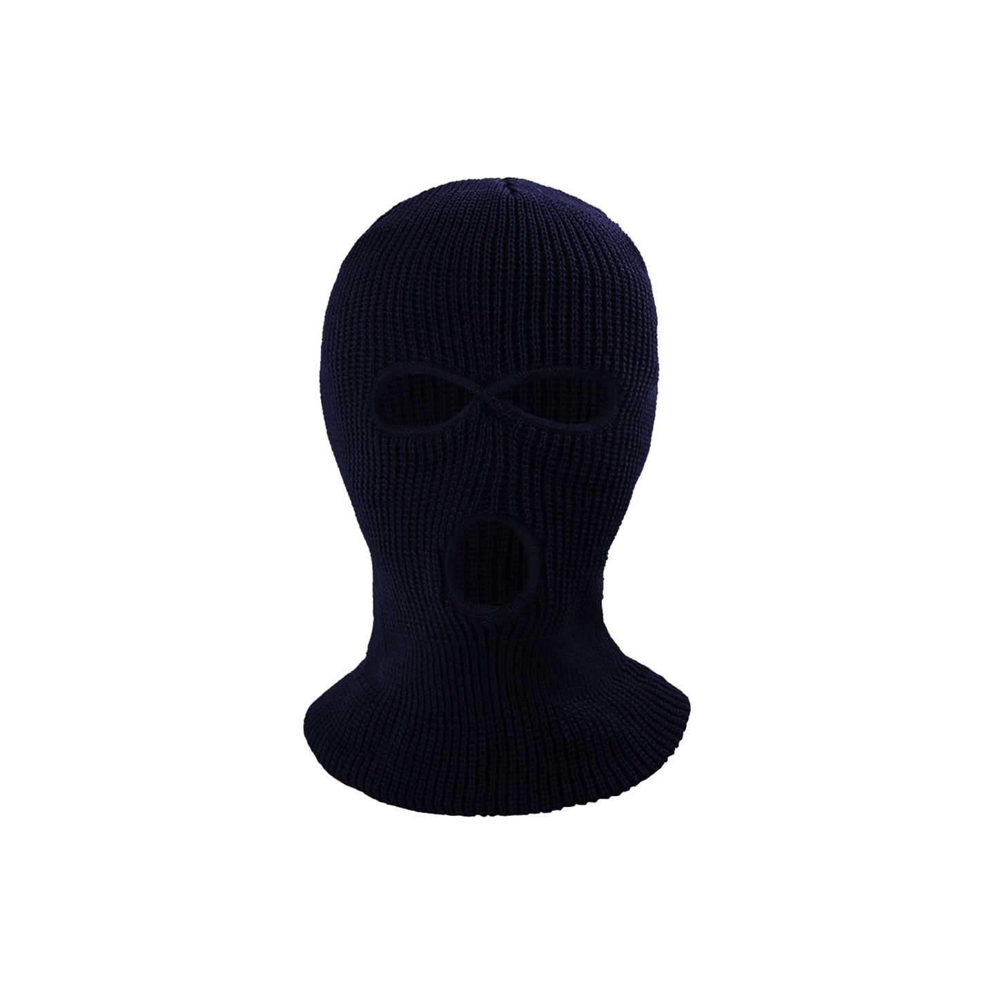 Winter Full Face Mask Three - Hole Balaclava Knitted Hat Neck Damask - Navy Blue