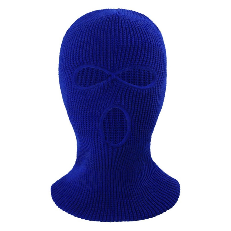 Vinter fuld ansigtsmaske Tre - huls Balaclava strikket hue hals damask - Safir