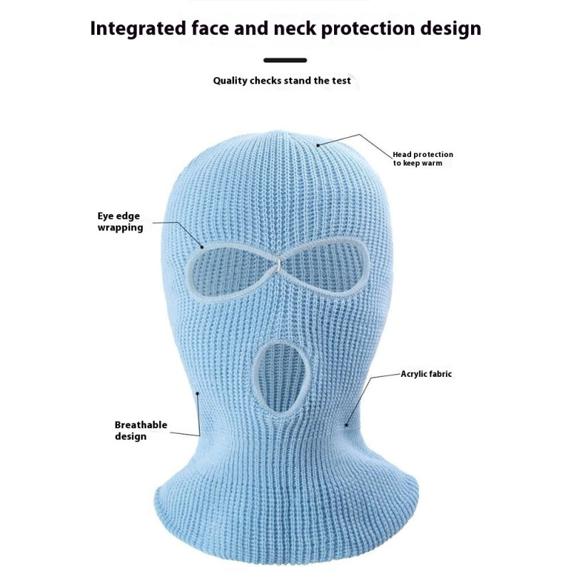 Winter Full Face Mask Three - Hole Balaclava Knitted Hat Neck Damask - Army Green