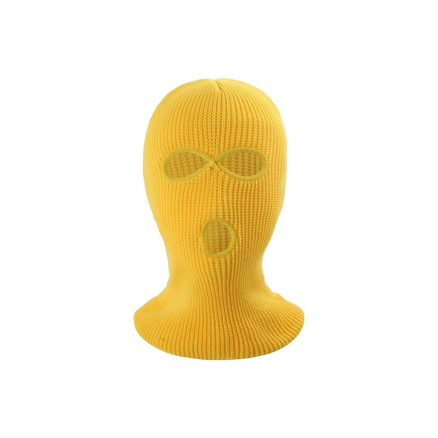 Vinter fuld ansigtsmaske Tre - huls Balaclava strikket hue hals damask - Gul