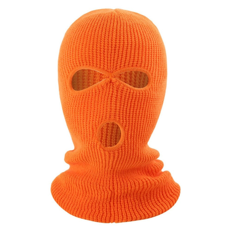 Vinter Helansikte Mask Tre - håls Balaclava Stickad Hatt Hals Damask - Orange
