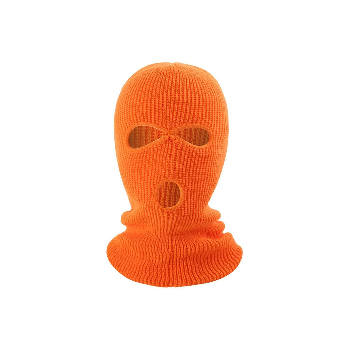 Vinter fuld ansigtsmaske Tre - huls Balaclava strikket hue hals damask - Orange