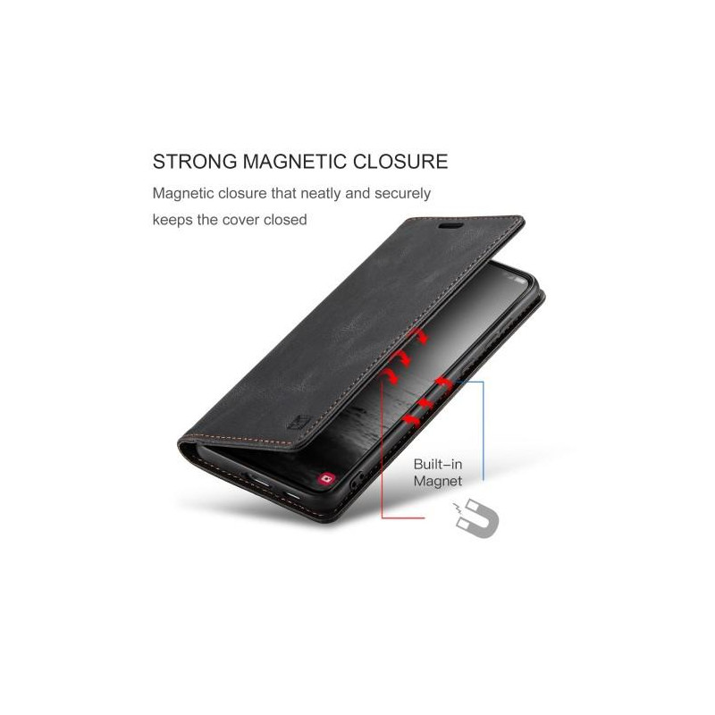 AUTSPACE A01 Retro Wallet Case for Samsung Galaxy S23+ (Plus) - Black