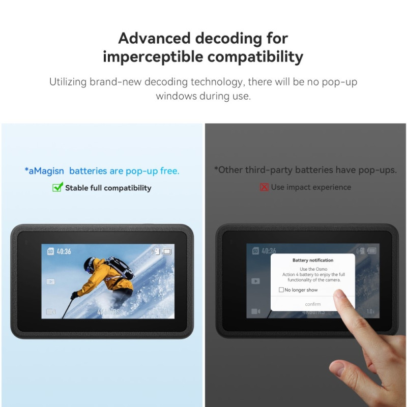 Batteri AMAGISN til DJI Osmo Action 4 / 3 1800mAh genopladeligt kamerabatteri
