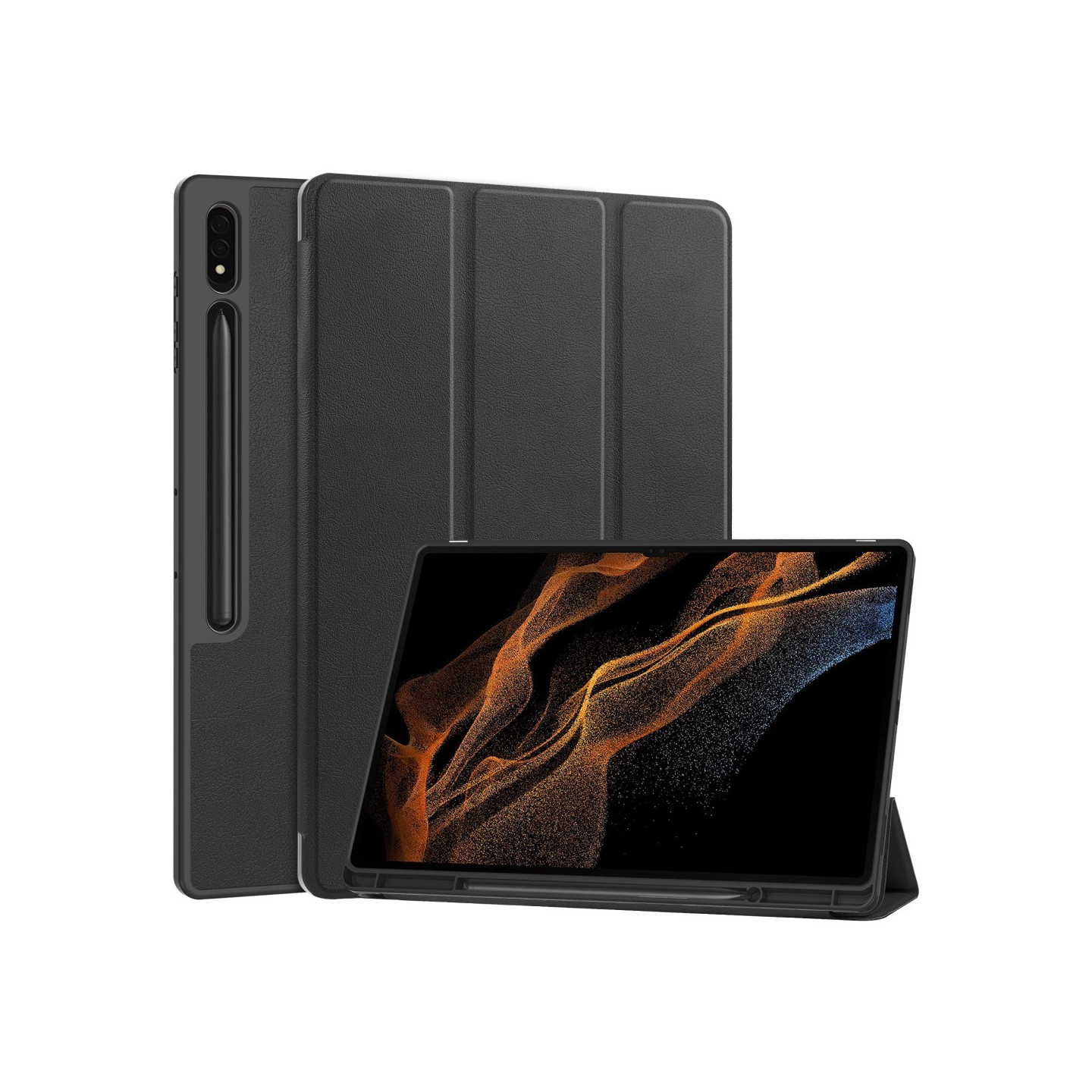 För Samsung Galaxy Tab S10 Ultra Stativfodral Stötsäkert med Pennhållare - Svart