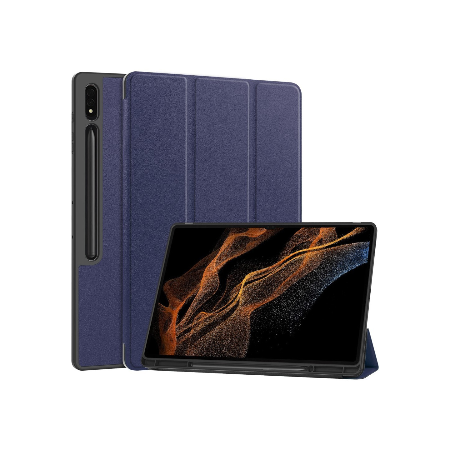 Samsung Galaxy Tab S10 Ultra Jalustakotelo Iskunkestävä Nahkainen Kotelo Kynänpidikkeellä