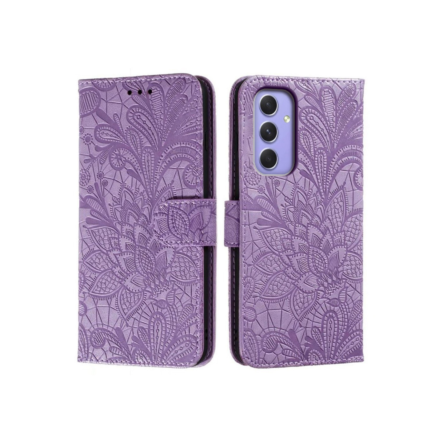Til Samsung Galaxy A16 5G / A16 4G Flip Cover i PU Læder med Blomster Mønster