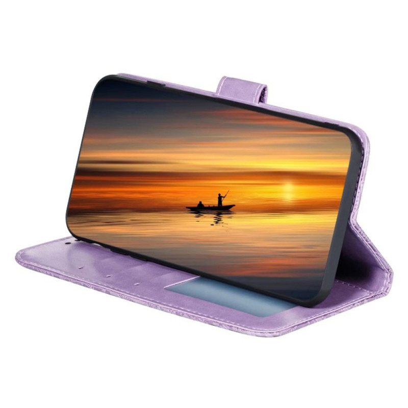 Til Samsung Galaxy A16 5G/A16 4G PU lærveske med blomstermønster - lilla