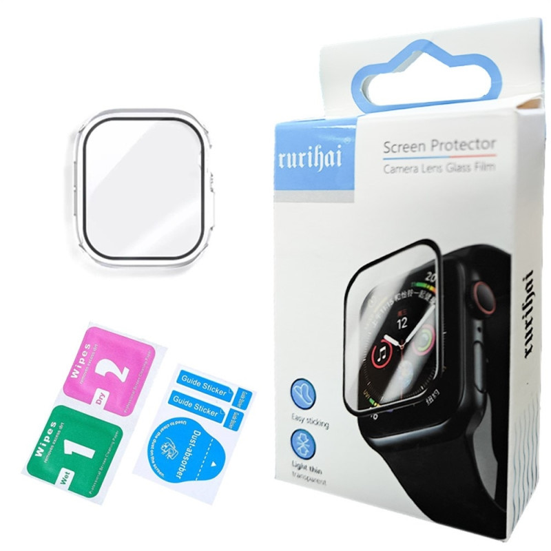 For A Watch Series 10 42mm Case Shell with tempered glass - Transparent