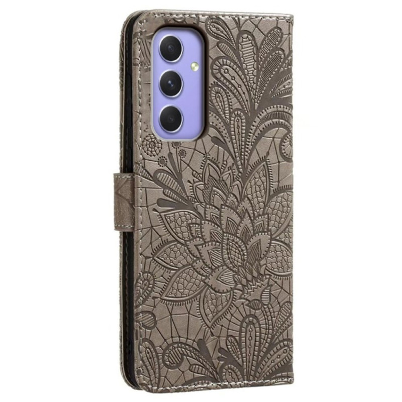 Til Samsung Galaxy A16 5G / A16 4G Flip Cover i PU Læder med Blomster Mønster