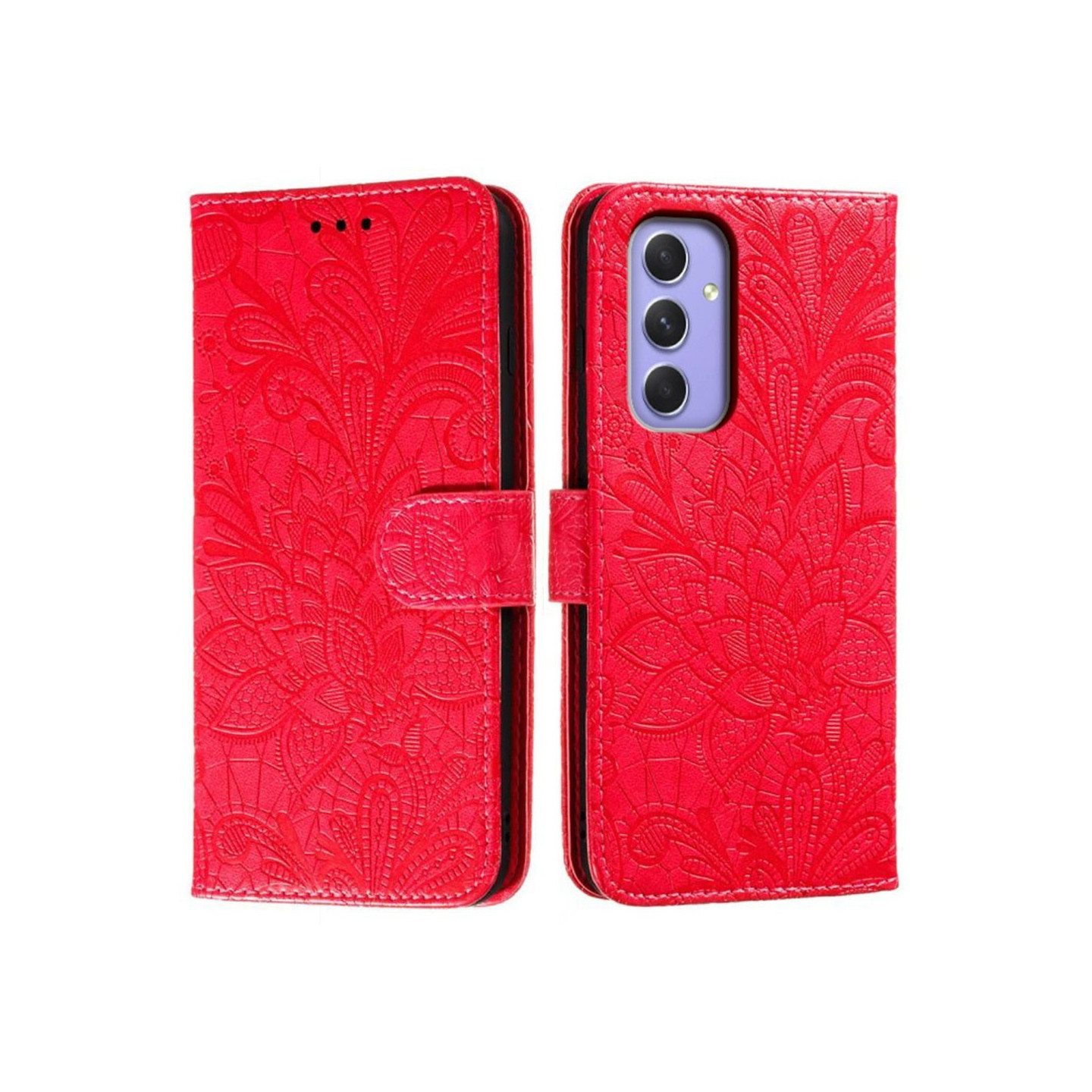 Til Samsung Galaxy A16 5G / A16 4G Flip Cover i PU Læder med Blomster Mønster