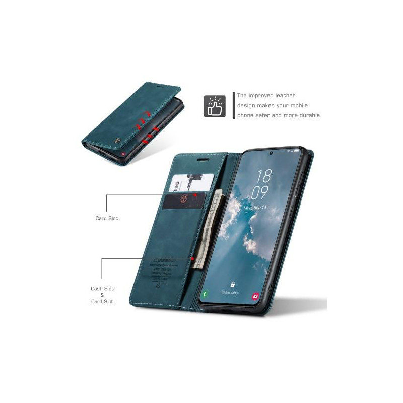 CASEME Retro Wallet Case for Samsung Galaxy S23+ - Blue