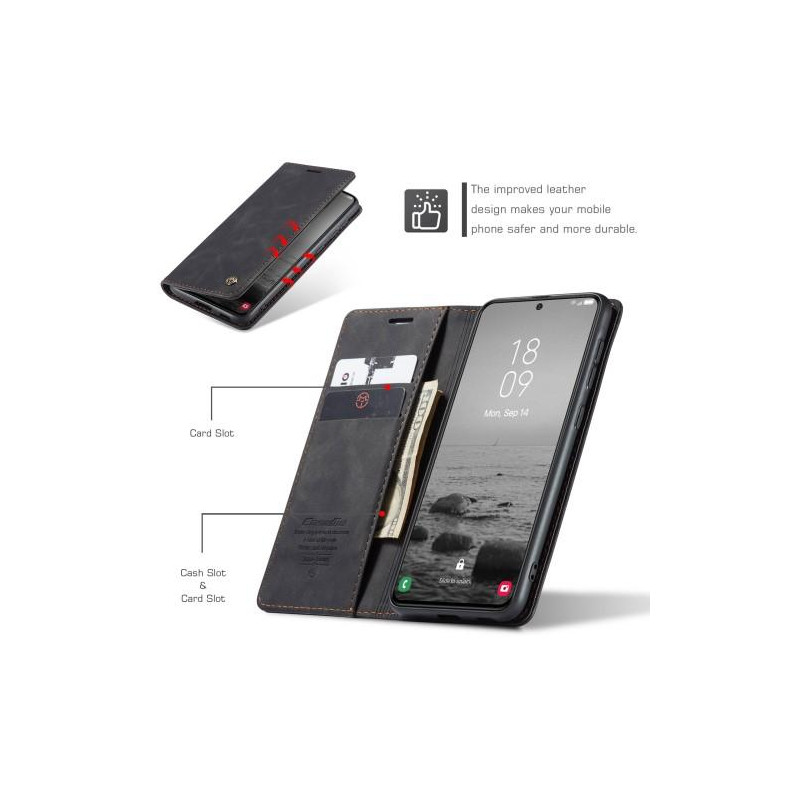 CASEME Retro Wallet Case for Samsung Galaxy S23+ - Black