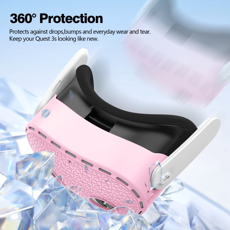 For Meta Quest 3S Protective Case VR Headset Silicone Cover - Pink