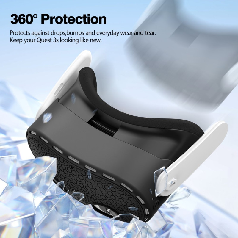 For Meta Quest 3S Protective Case VR Headset Silicone Cover - Black