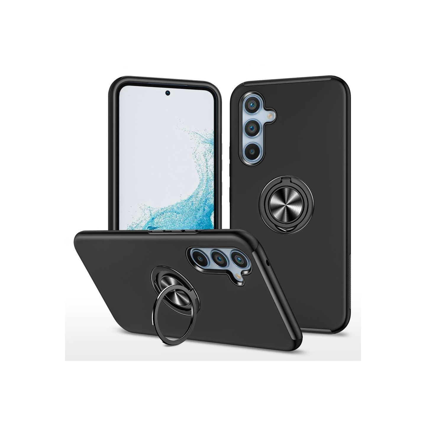 Til Samsung Galaxy A16 5G/A16 4G Hybrid Veske med Roterbar Ringholder - Svart