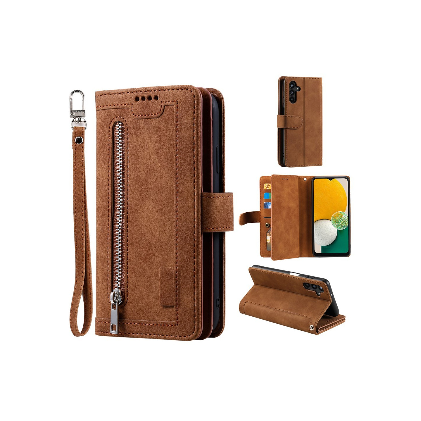 Samsung Galaxy A16 5G / A16 4G Kuori Vetoketjutaskulla ja 9 Korttipaikalla