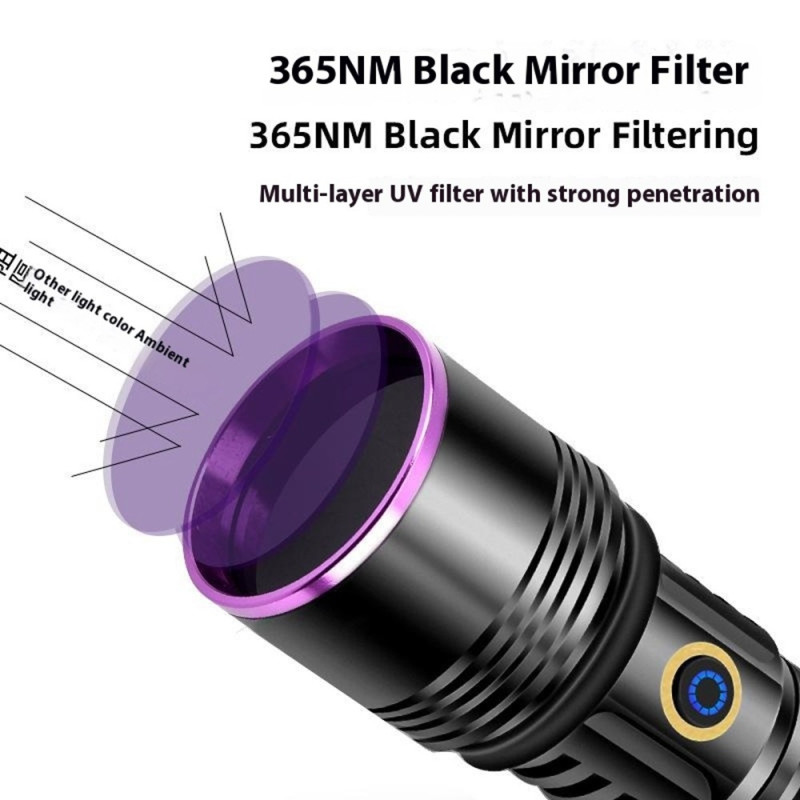 UV Anti - Förfalskning Detektering 365nm Lila Ljus Högeffekt UV - ficklampa
